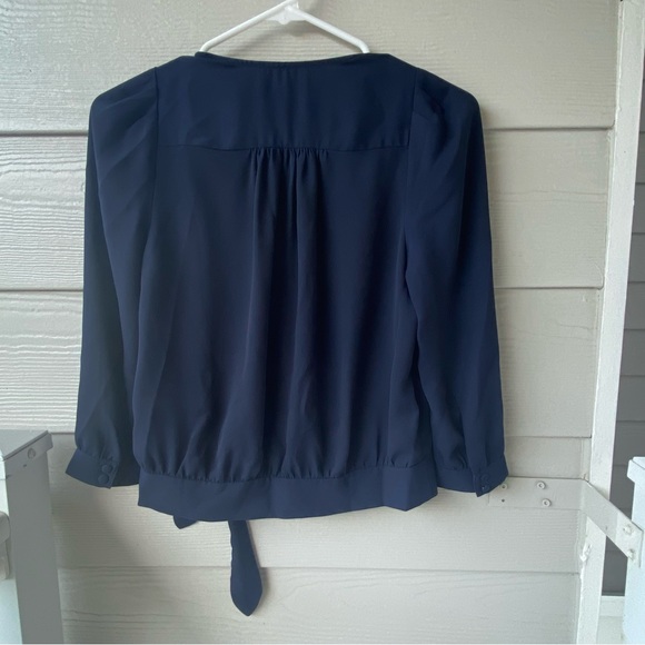 MADEWELL Navy Blue Front Tie Blouse - Picture 2 of 13
